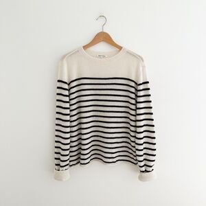 Reformation 100% Cashmere Sweater Ivory Black Striped Size Medium Quiet Luxury